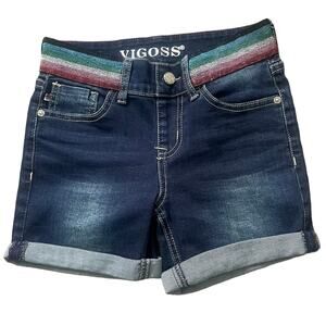 Vigoss Skydiver Rainbow Waist Pull-On The Malibu Denim Shorts Sz 8